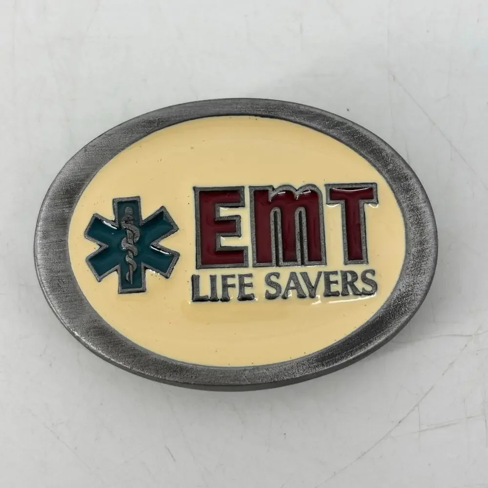EMT Life Savers Belt Buckle 1987 USA C+J Belt Buckle Enamel